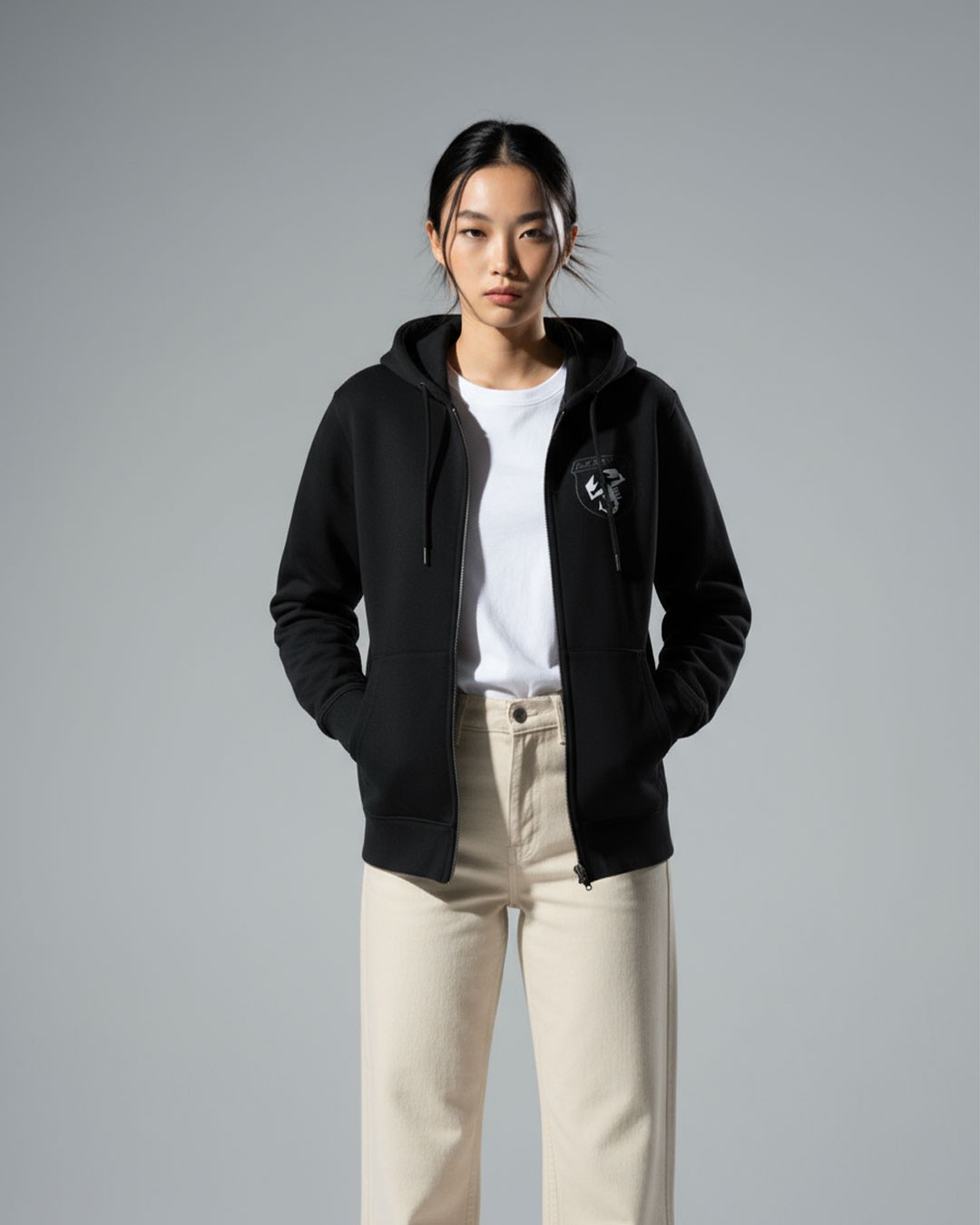 Felpa con cappuccio full-zip logo riflettente