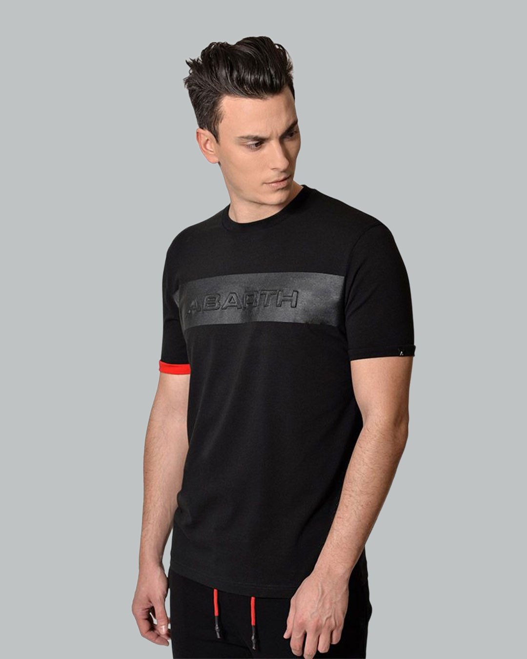 T-Shirt Uomo Nera Scritta Abarth